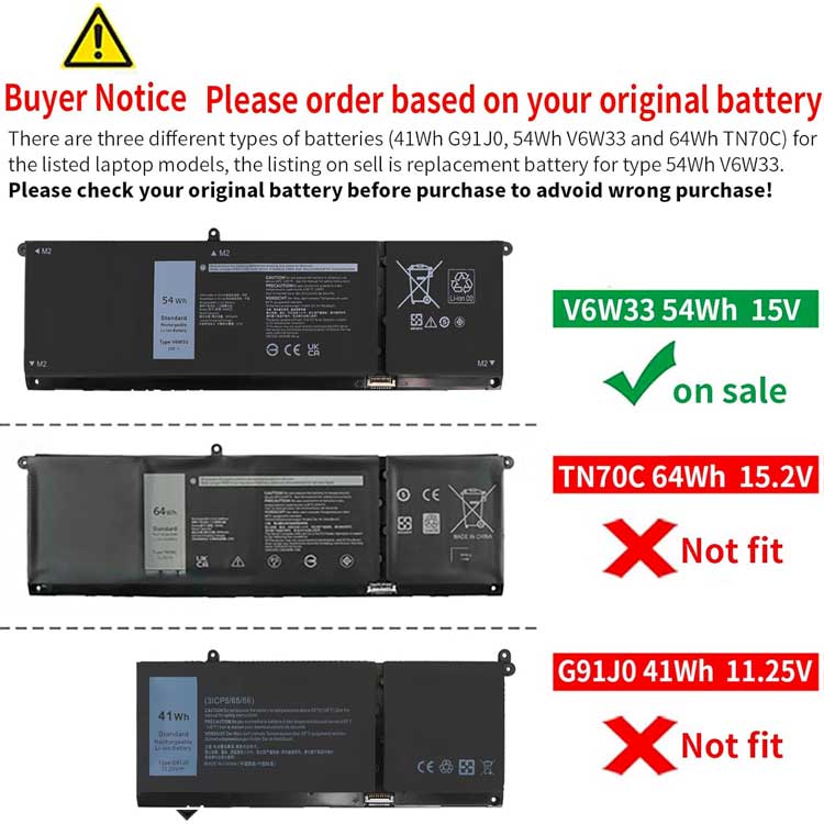 DELL V6W33 Baterie